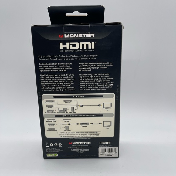 Monster HDMI 6 ft Cable NWT - Picture 3 of 4
